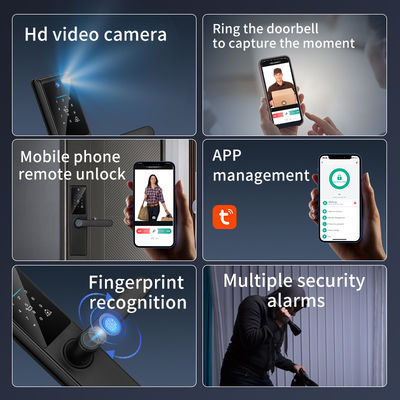 Tuya Wifi APP Remote Control Fingerprint Code Card Key S821Max Smart Lock With Camera For Home Office Apartment Hotel Use