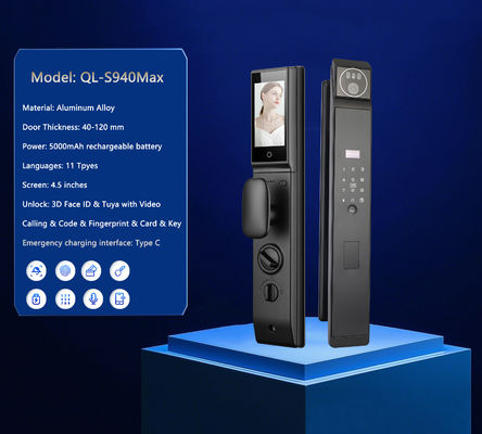 Smart Door Lock with 40-120mm Door Thickness 7.4V 4200mAh Battery and 6068/240*24mm Mortise