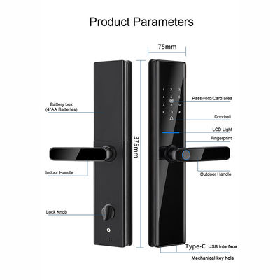 Μαύρη έξυπνη κλειδαριά Bluetooth Απομακρυσμένες ηλεκτρονικές κλειδαριές για σπίτια