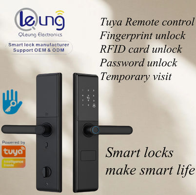 Qleung S829 Tuya Wifi τηλεχειριστήριο δακτυλικών αποτυπωμάτων Κωδικός κάρτα Ασύρματη ασφάλεια έξυπνη πόρτα κλειδαριά για το σπίτι ξενοδοχείο